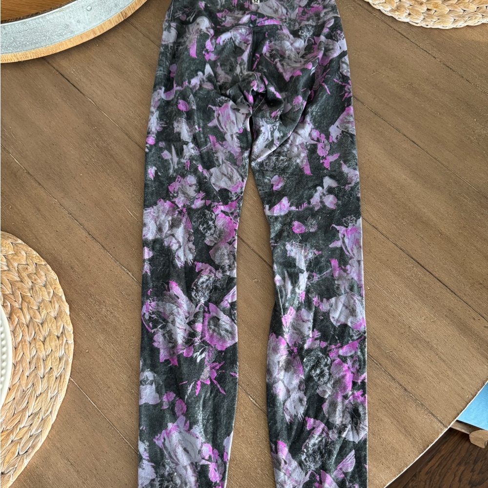 lululemon athletica Black and Purple Floral Leggings
